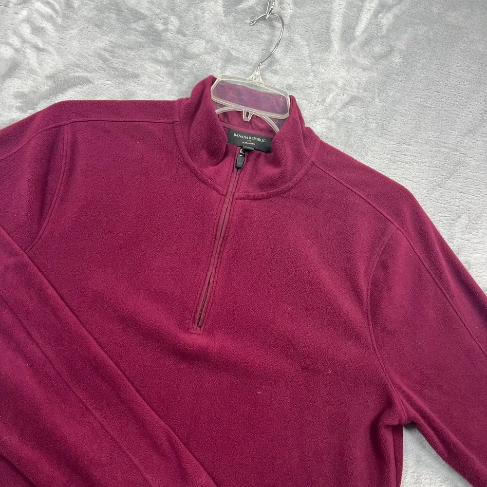 Banana Republic Fleece Pullover Mens L Burgundy Ultrawarm Quarter Zip 386851-02